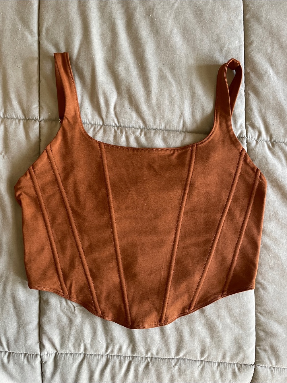 ReoRia Rust Orange Women's Corset-Style Tank Top